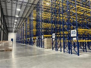 3PL warehouse showing stackable racks