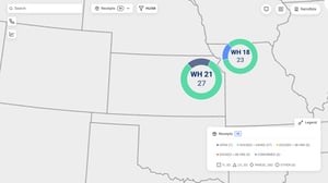 Smart Visibility map view allowing inventory management across multiple warehouses