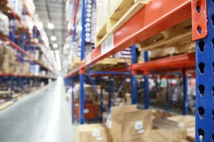 Warehouse aisle with pallet racking