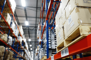 Warehouse aisle with pallet racking