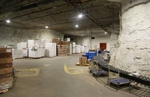 Temperature-controlled warehousing in an underground cave warehouse in Independence, Missouri