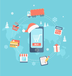 Illustration of E-commerce Holiday Shopping - Smart Warehousing