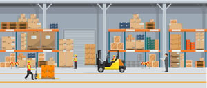 animated characters loading boxes in a warehouse
