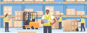 animated man in warehouse