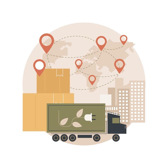 Illustration of Sustainable Logistics - Smart Warehousing