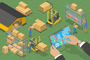 Illustration of Warehouse Management Software - Smart Warehousing