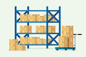 Illustration of a Warehouse Rack System and Boxes - Smart Warehousing